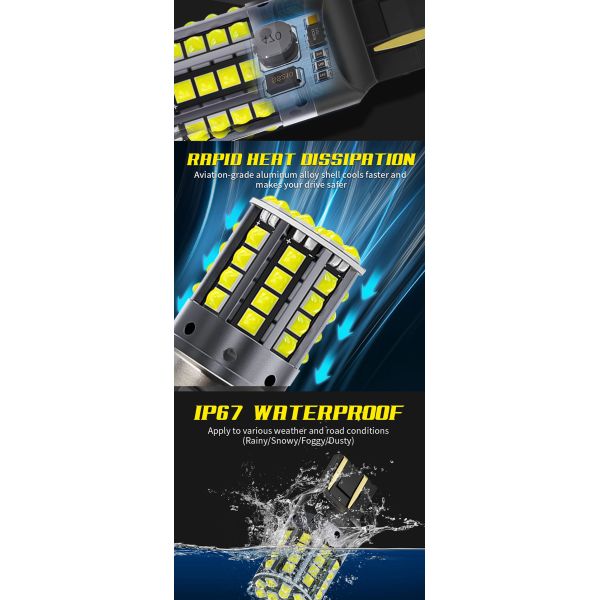 White Aluminum Alloy LED Turn Signals 1156 1157 T20 3030 44SMD Reversing Light 12V 24V