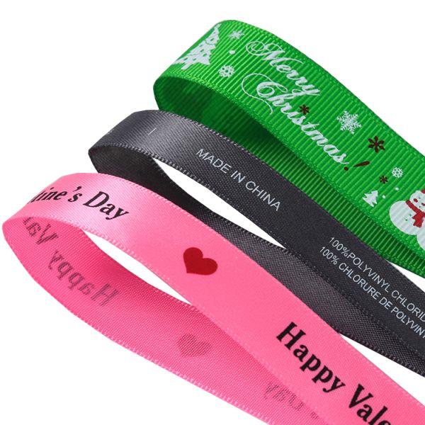 Custom Thermal Transfer Print Polyester Personalised Grosgrain Ribbon 3"