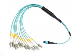 China 10G / 40G Optical Cable Assembly MPO To LC OM3 Breakout Fiber Optic Patch Cord wholesale