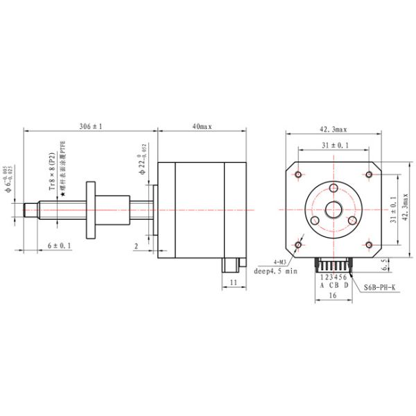 1.8 Degree NEMA 17 Stepper Motor Tr8*4 40mm Body 2.0A For Mechanical Processing
