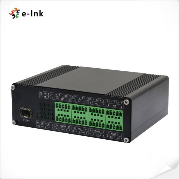 4 Channel Serial To Fiber Optic Media Converter RS232 RS485 SFP Port 12 - 48VDC