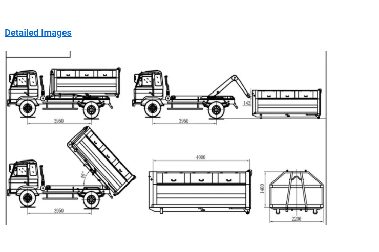 SINOTRUK HOWO 4x2 Hook Arm Roll Off Garbage Truck for Container Loader 4CBM-10CBM