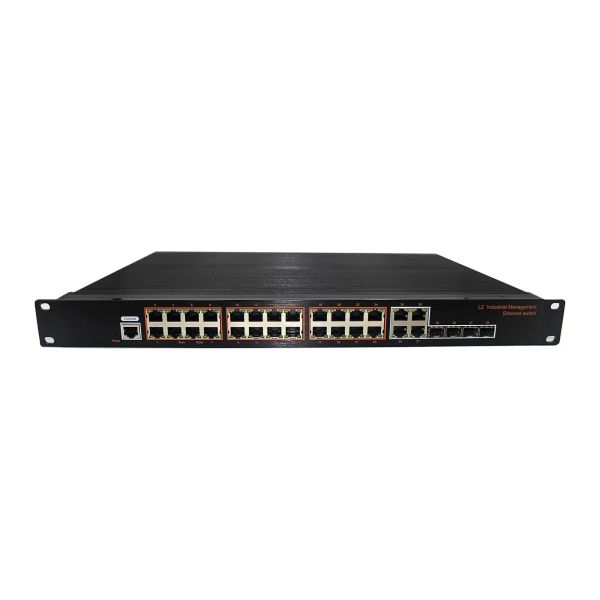 1U RACK Type L2 Management Industrial 4xGE SFP+28x10/100/1000M RJ45+1xConsole port Network Fiber Switch