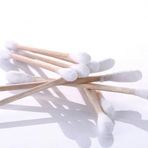 China Round Wooden Ear Swabs , Cotton Wool Buds Lightweight Durable High Abosorption on sale