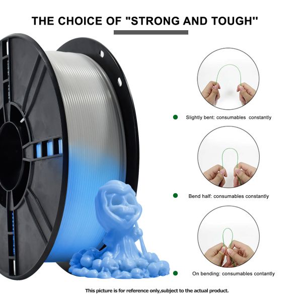 Toughness Enhanced Glow Blue 3D Printer Filament Professional Grade PLA Plus