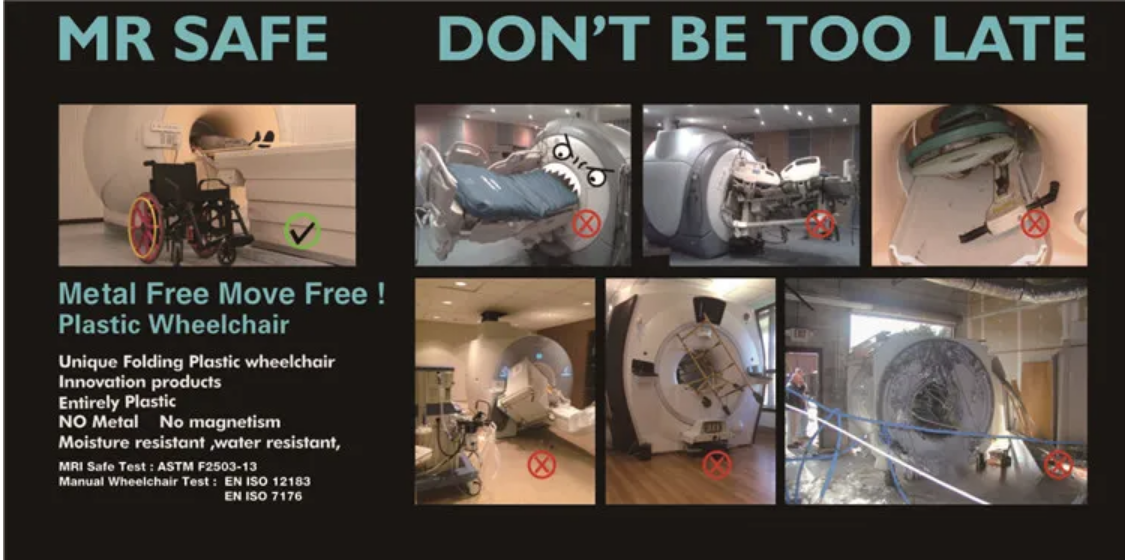 No Metal Light Non Magnetic Wheelchair For Mri Room In Hospital