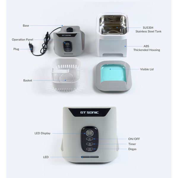 UV Sterilizer Ultrasonic Cleaning Equipment 1.3L ABS Housing With Degas Function