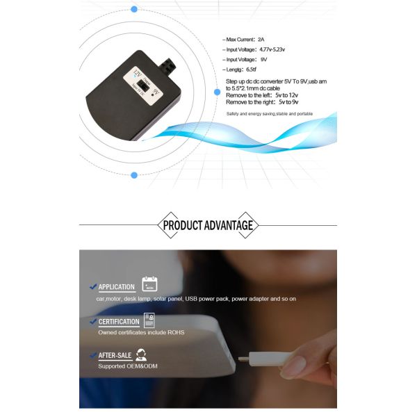 5V to 12V 2A DC Step Up Converter Cable for Car GPS Wifi Modem