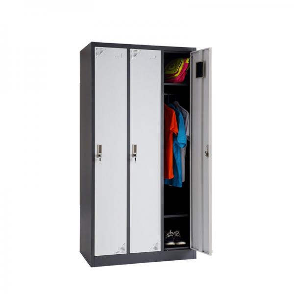 Quality Vertical Clothes Cabinet Steel Locker 3 Door Metal Wardrobe for sale