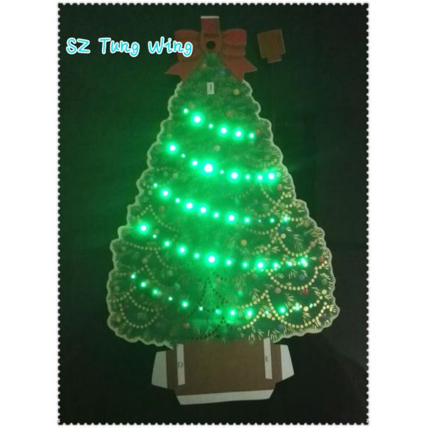 Christmas Tree Shaped Flashing LED Module , Recordable Voice Module For Greeting Cards