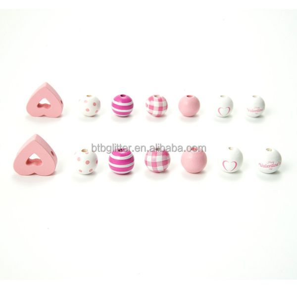 Europe Regional Feature Valentine Wooden Beads Open Heart Bohemian Vintage Wooden Bead Bracelet for DIY Women Girl Beads