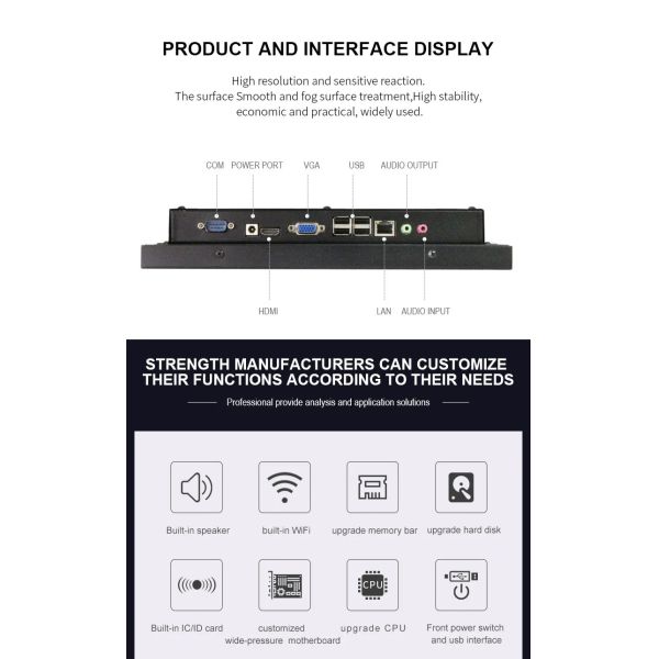 12.1 Inch Multifunction Touch Screen Monitor Industrial Lcd Computer Self Service Kiosk