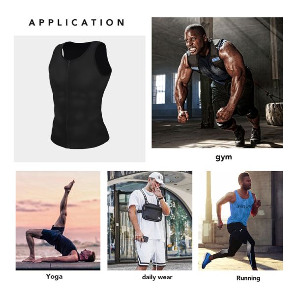 HEXIN Neoprene Waist Trainer Shaper Knitted Workout Gym Zipper Tank Top Sauna Vest for Men