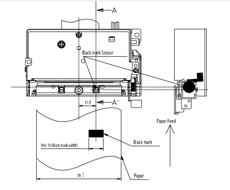 24V Small Thermal Ticket Printer Mechanism 3 Inch Width Auto - Cutter