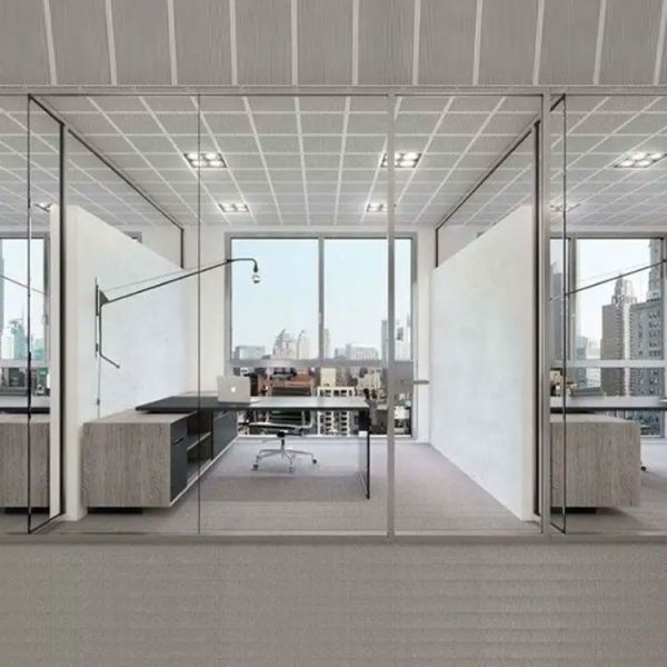 Waterproof Office Partition Walls Portable Swing Hinges Modular Glass Partition