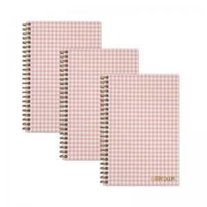 China A5 Pink Checkerboard Hardcover Lined Notebook , Bamboo Paper Notebook For Students wholesale