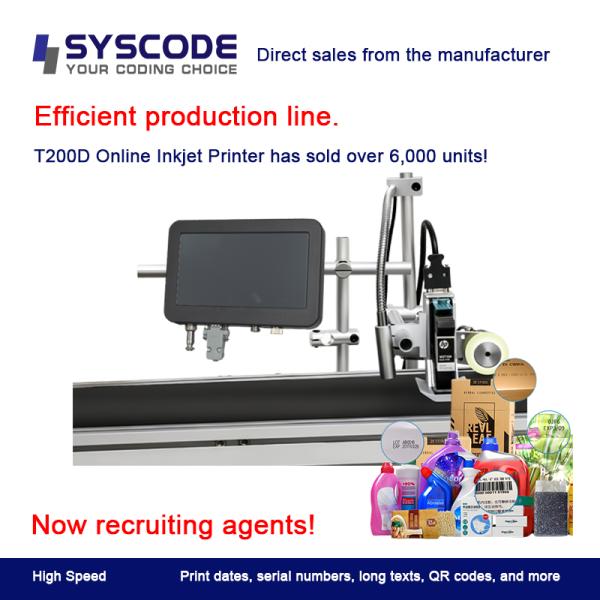 Syscode T200 Industrial TIJ Printer | 600dpi High-Resolution for Food/Pharma