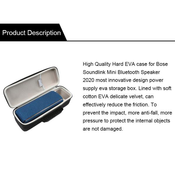 Shockproof Zipper Closure Black EVA Speaker Case