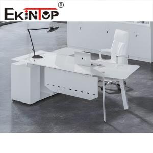 China White Black Modern Glass Desk Office Transparent Tempered Glass Table wholesale