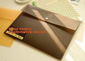 China PP Polypropylene Plastic Office Stationery, PP Translucent plastic button document file folder bag with line structure wholesale