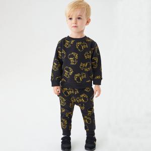 China Hot Sale Toddler Boy Suit Clothes 100% Cotton Kids Clothing Fleece Sweatshirt Two Piece Sets Toddler boy clothing sets wholesale