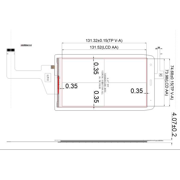 6.0in IPS MIPI Capacitive LCD Touch Screen 247PPI For Tester