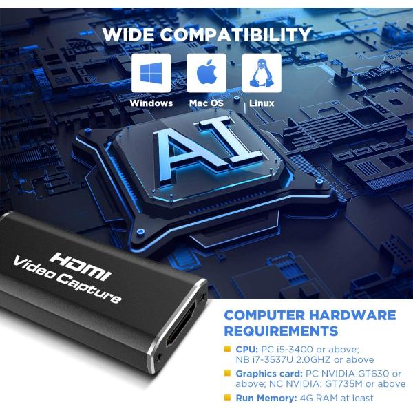 HDMI To USB 3.0 Audio Video Capture Cards For PC PS4 Gaming Broadcasting Teaching