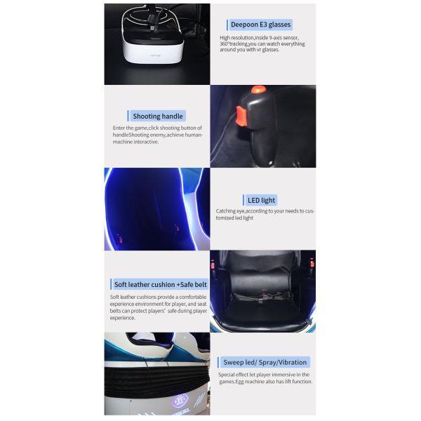 Coin Operated 2500w 2 Players 9D Egg VR Cinema