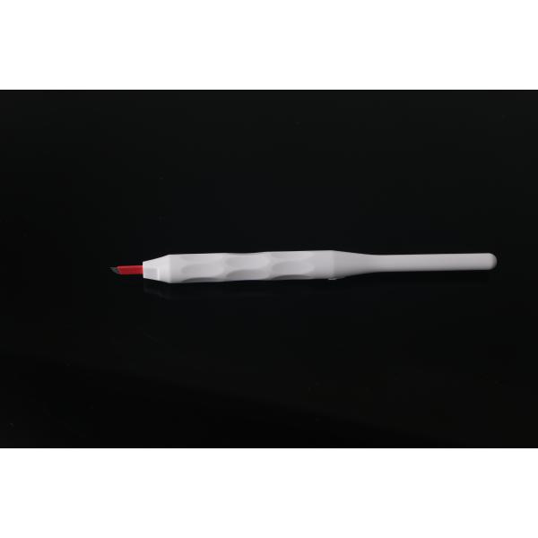 Oval White Disposable Eyebrow Microblading Pen With #12 Red Curve Blade