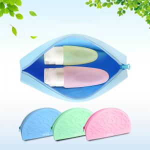 China Fashion Solid Color Silicone Makeup Large Capacity Zipper Cosmetic Storage Bag Soft Silicone Wash Bag wholesale