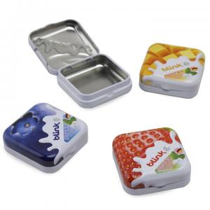 China Small Square Tin Box with Lid Printed Metal Storage Boxes for Mints Tin Food Containers wholesale