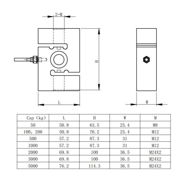 50-5000kg Capacity S Type Load Cell Stainless / Alloy Steel S Beam Transducer