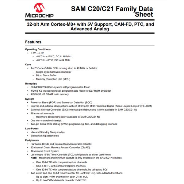 ATSAMC21E17A-MUT Functional Safety Microcontroller IC 32-Bit Single-Core 48MHz