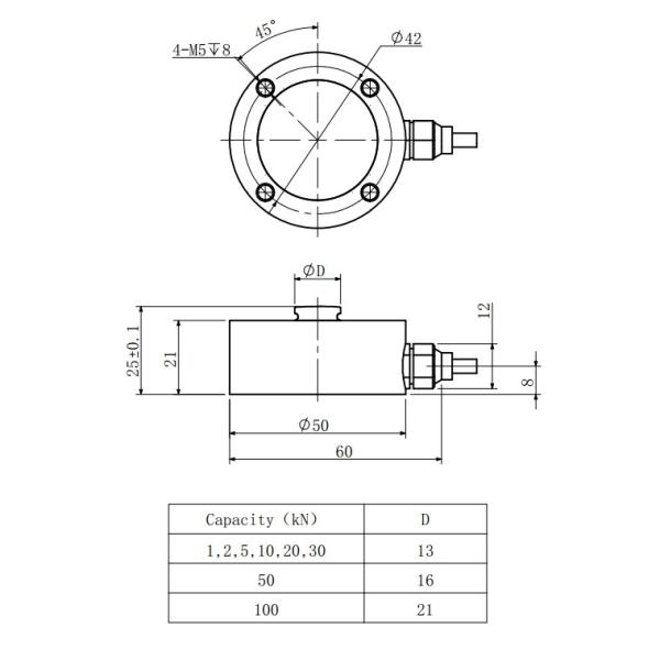0.2% 1kn Miniature Load Cell Sensor Stainless Steel 5kn