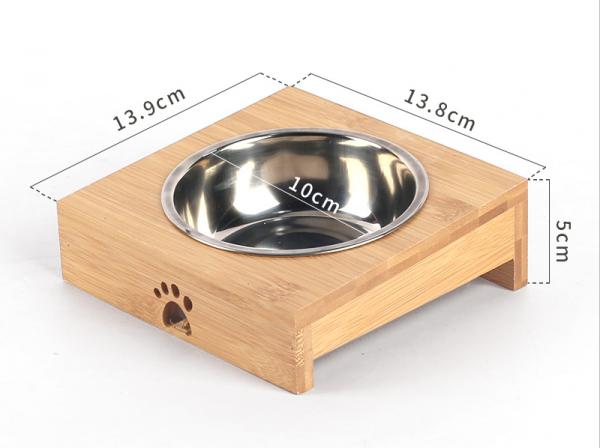 Wooden Bowl Stand Pet Feeder with Stainless Steel Bowls