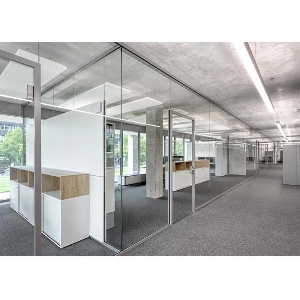Modern customizable durable Office Glass Partition Walls 25mm style single frameless nice package with quality door