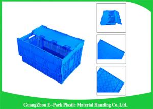 China Mesh Collapsible Plastic Containers with Attached Lids / Package Folding Plastic Crates wholesale