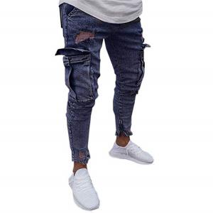 China Clothing High Quality Denim Cargo Pants Men Latest Design Denim Jeans Pants wholesale