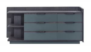 China Side storage cabinet for big chest drawer with display shelves by Oak wood CASA in dark painting made from China factory wholesale