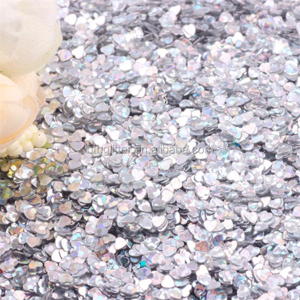 Thousand Choices Offered Sequins 3mm Peach Heart Shape Mixed Glitter PVC Material for Artware