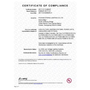 Foshan Eterna Intelligent Bathroom Co., Ltd. Certifications