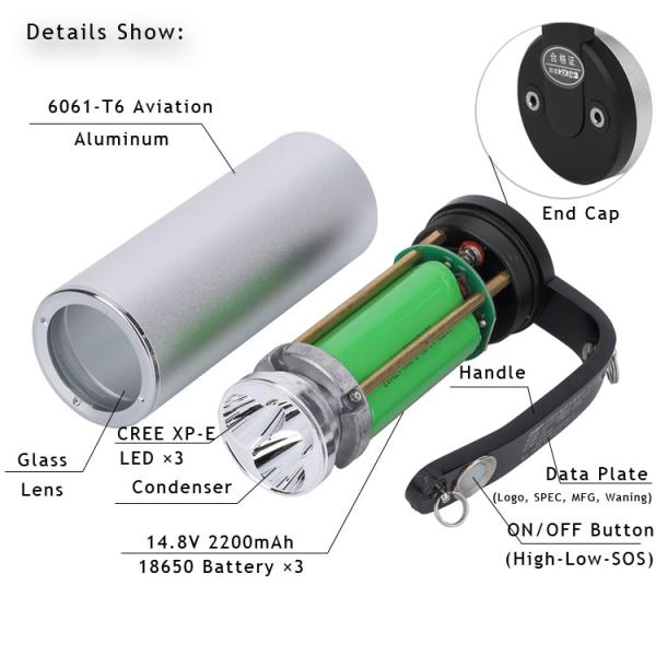 800 Lm 9W Explosion Proof LED Flashlight / Safety Led Pocket Torch Light