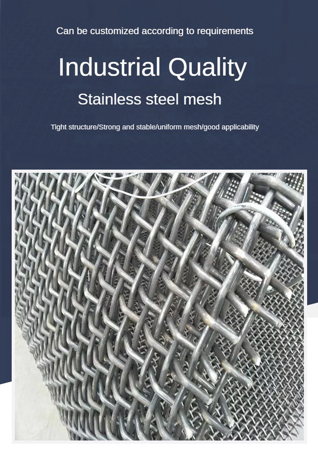 100X100 mm Crimped Wire Woven Vibrating Crusher Screen Mesh