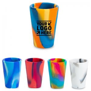 China Customized Brand Print Logo 1.5 OZ Silicone Pint Shot Glasses Colorful Silicone Pint Cups wholesale