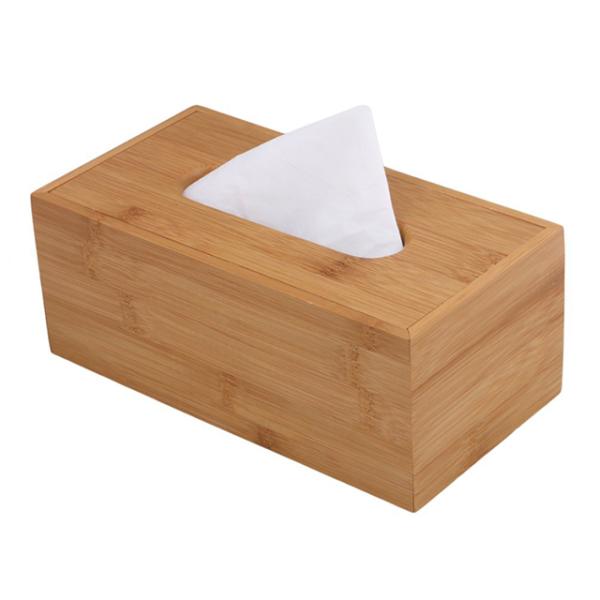 Non-folding Rack Multifunctional Bamboo Facial Cube Tissue Box for Bathroom or Kitchen