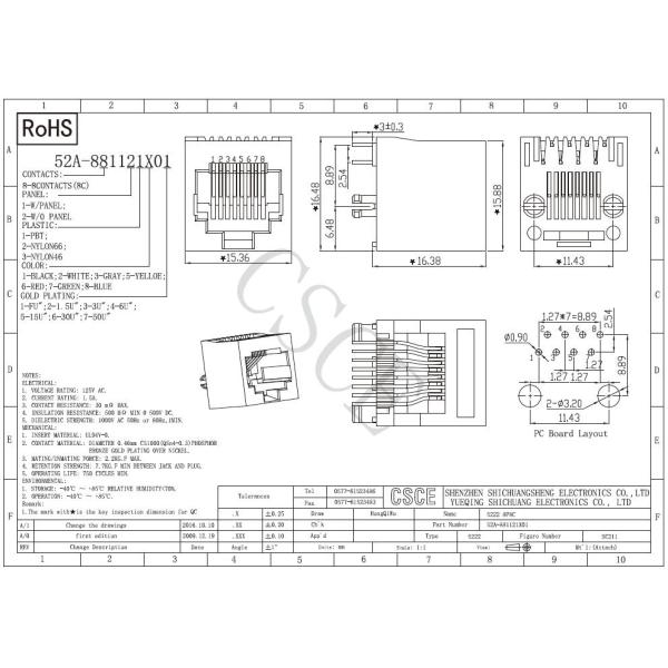 180 Degrees Vertical RJ45 Retention Strength 7.7KG.F MIN Between Jack / Plug