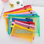 Mesh Waterproof Zipper File Document Bag, canvas A4 file document mesh zipper