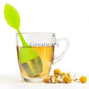 China Silicone Leaf  Tea Infuser Strainer Handle with Steel Ball and Drip Tray on sale