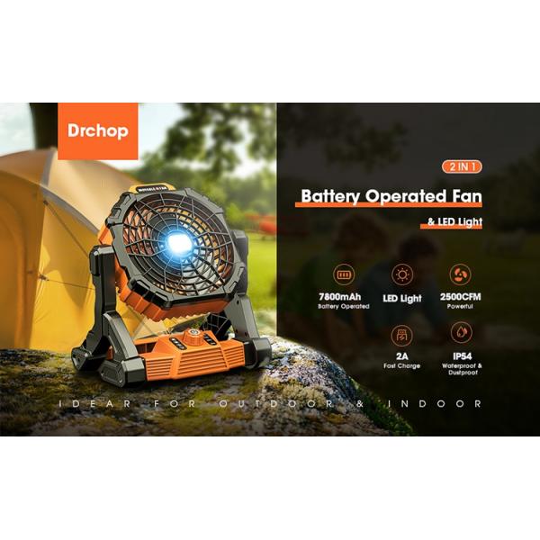 Outdoor Portable Large Wind Power Fan Camping With LED Lights USB Charging Table Fan