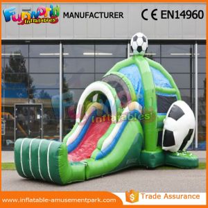 China Customized Size Combo Jumper Soccer Inflatable Bouncy Slide With Logo Printing wholesale